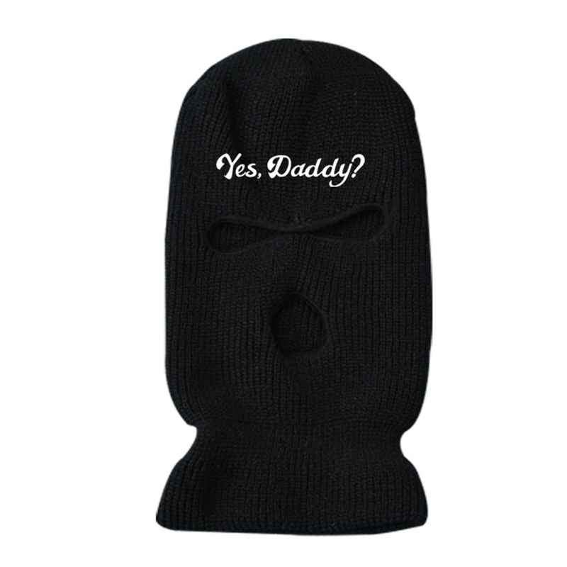 Mũ Beanie Dệt Kim Thêu Chữ yes Dad 3 Lỗ Cá Tính