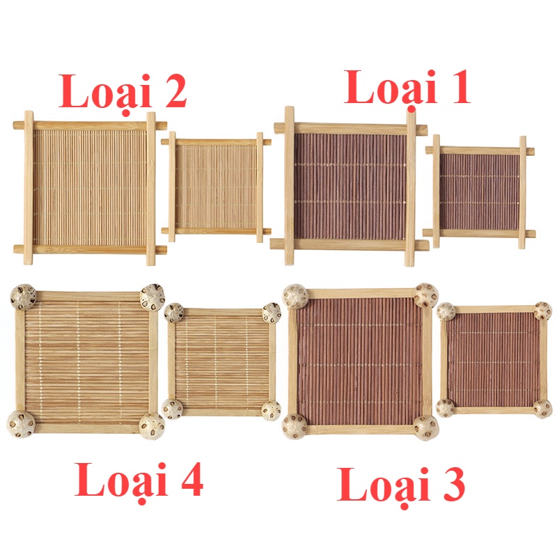 Khay Đựng Cốc Trà - Đế Lót Tách Trà Bằng Tre - Cách Nhiệt Bộ Trà Đạo Phụ Kiện Trà Đạo - Decor