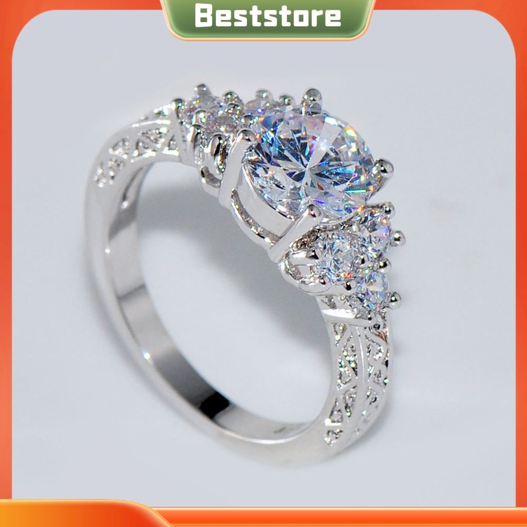 Nhẫn đính hôn nữ đính đá zircon sang trọng