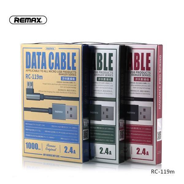 Dây Sạc Android💖Cao Cấp💖Cáp Sạc Remax RC-119m/119a Sạc Nhanh Chữ L Vải Quấn Lò Xo 2 Đầu Tiện Lợi - Bảo Hành 12T