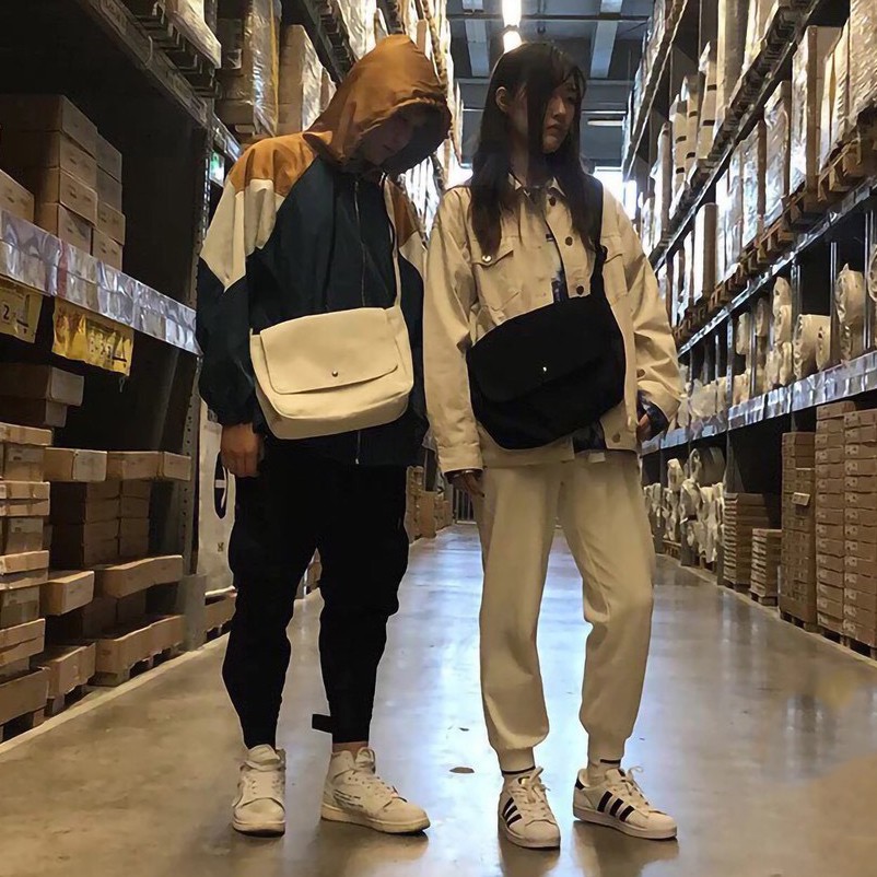 Túi đeo chéo nam nữ vải bố CANVAS thời trang phong cách unisex có túi con tote AH1475