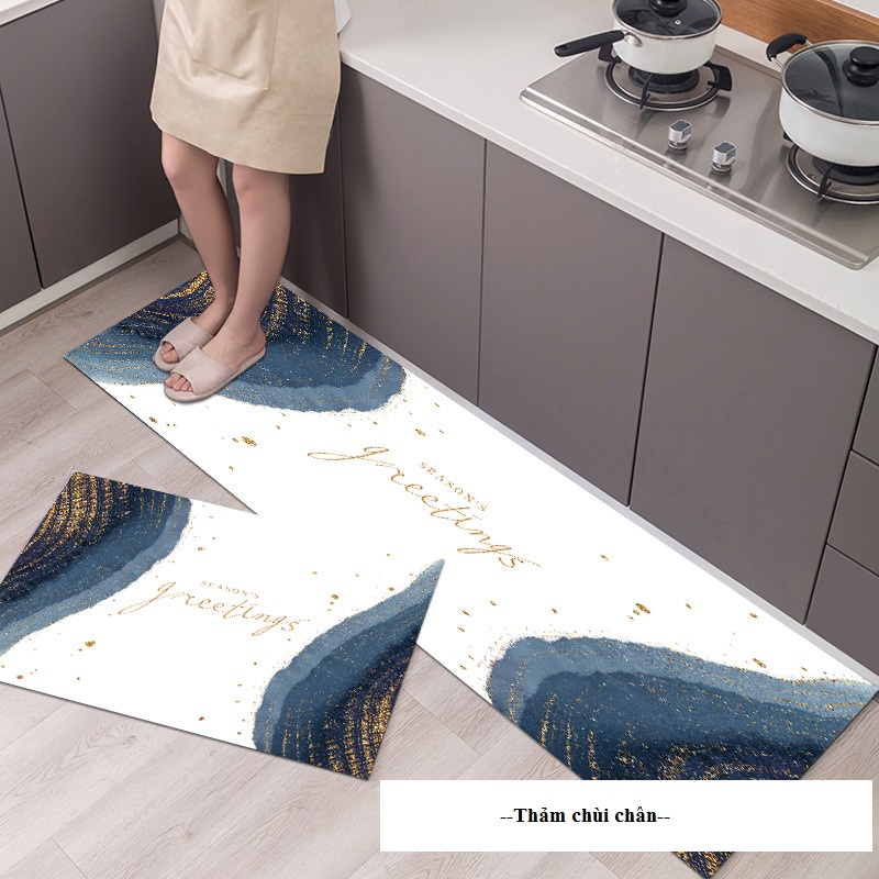 Thảm lau chân nhà bếp nhà tắm OMIE thảm chùi chân để cửa 3D cao cấp chống trơn trượt thấm nước tốt
