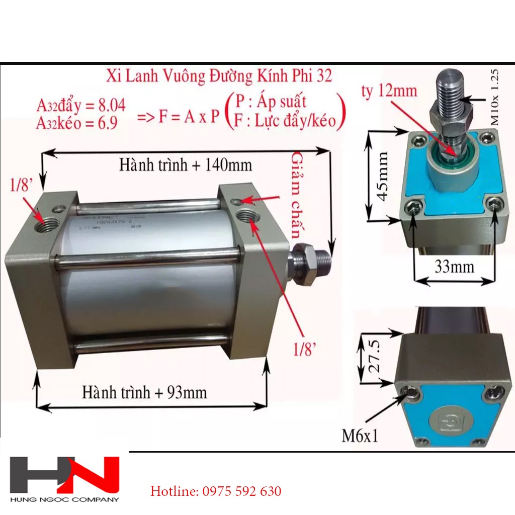 Xi lanh khí nén SC 32 và các hành trình