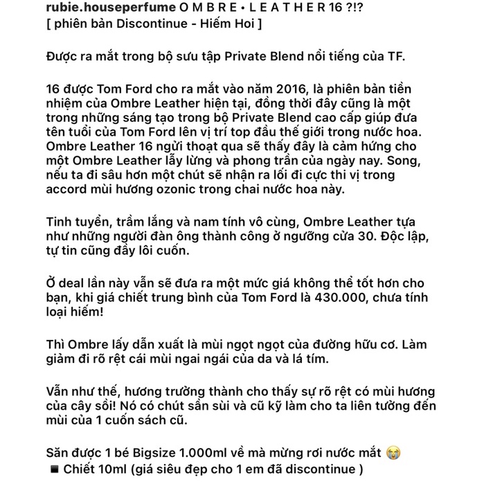 10ml [ Mẫu Thử ] OMBRE LEATHER 16 • Phiên Bản Giới Hạn - Nước Hoa Tom Ford | BigBuy360 - bigbuy360.vn