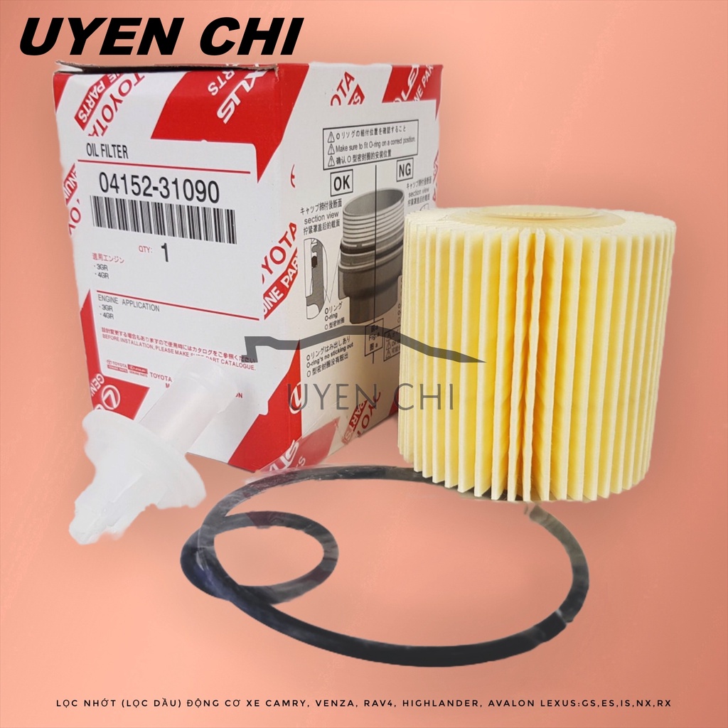 Lọc nhớt (lọc dầu) động cơ xe Camry, Venza, Rav4, Highlander, Avalon Lexus:GS,ES,IS,NX,RX (Mã: 04152YZZA1 / 0415231090)