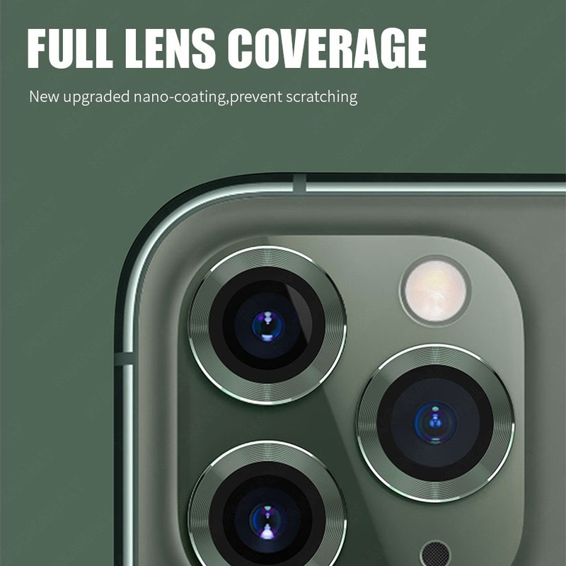 Miếng dán bảo vệ ống kính camera sau điện thoại rõ nét có viền kim loại mini chống rơi cho iPhone 12 11 Pro Max