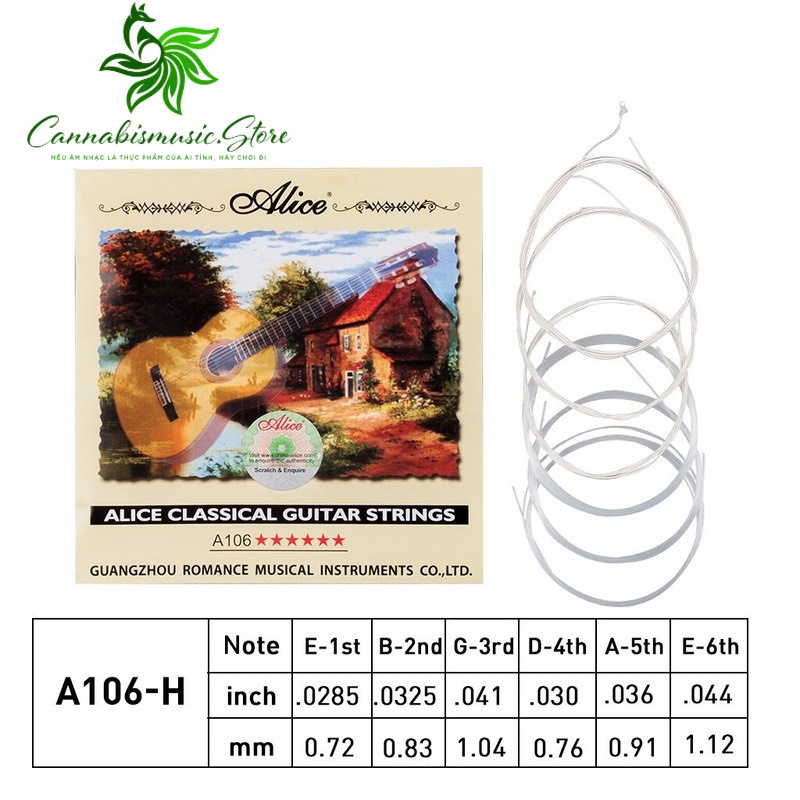 [Chính Hãng] Bộ dây đàn guitar Alice AC106 dây nylon cho đàn Classic &amp; Dây lẻ từ 1 đến 6 (1st,2nd,3rd,4th,5th,6th)