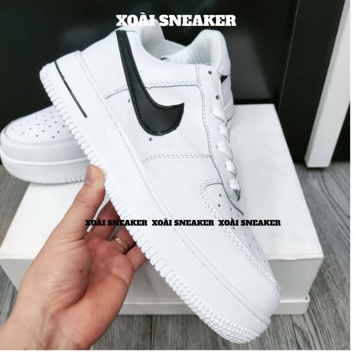 Giày AF1 trắng vệt đen, giày air force 1 trắng tích đen, full phụ kiện hàng cao cấp, full size 36-43/ XOÀI SNEAKER86