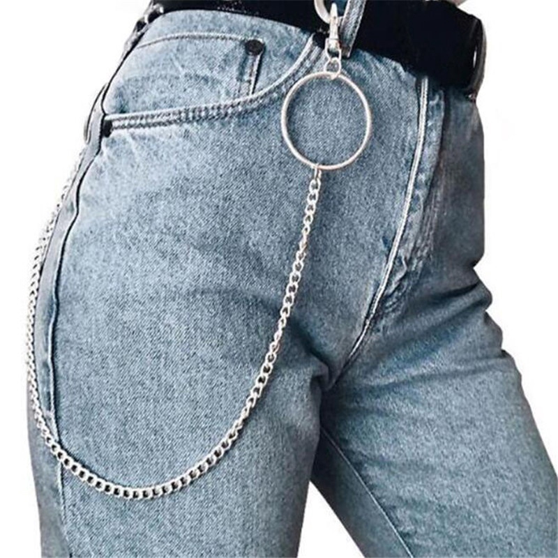 Móc khóa kim loại dạng quần jeans phong cách Rock