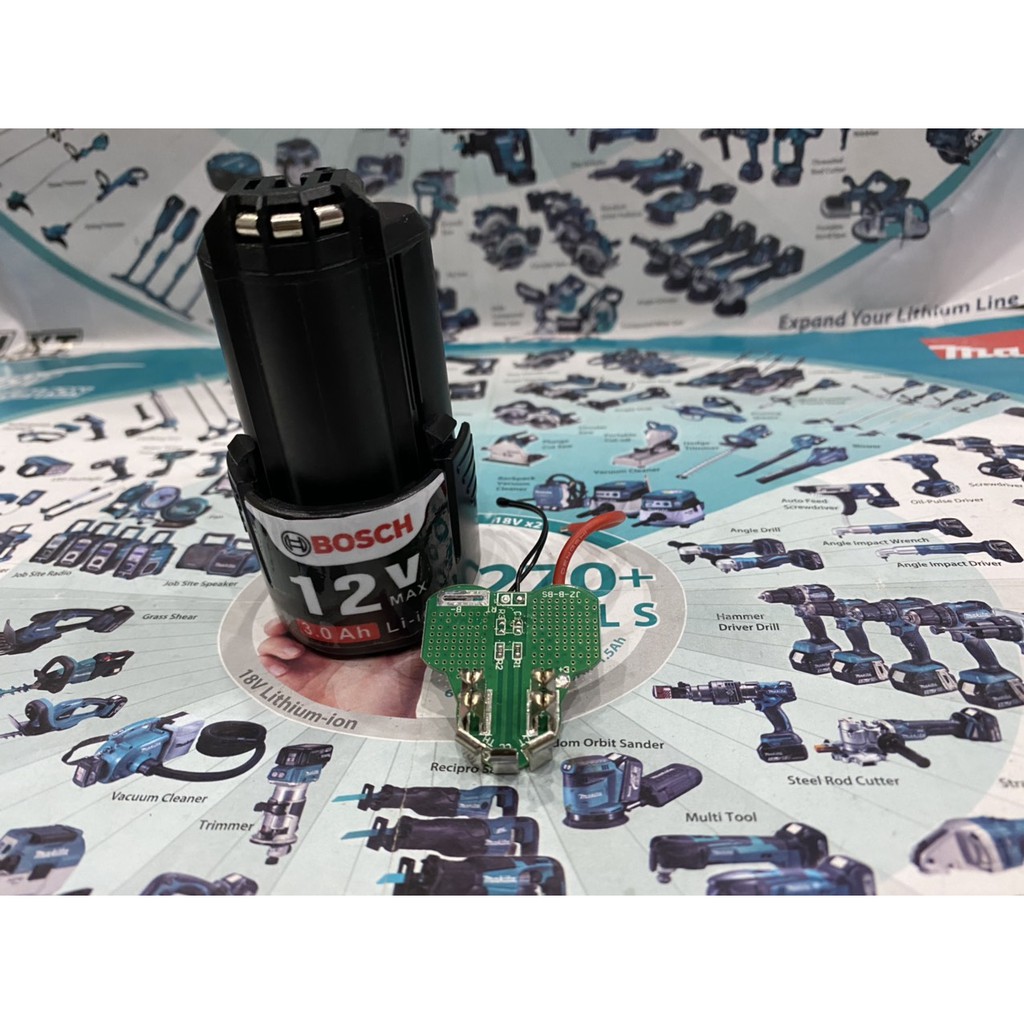 Bộ vỏ pin và mạch pin Bosch 10.8V Li-ion nhận sạc zin. BN.