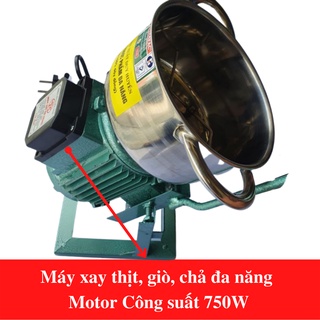 Máy xay giò chả lụa thịt cua cá thực phẩm bằng điện đa năng 750W inox, Máy công nghiệp quấn lõi đồng công suất lớn