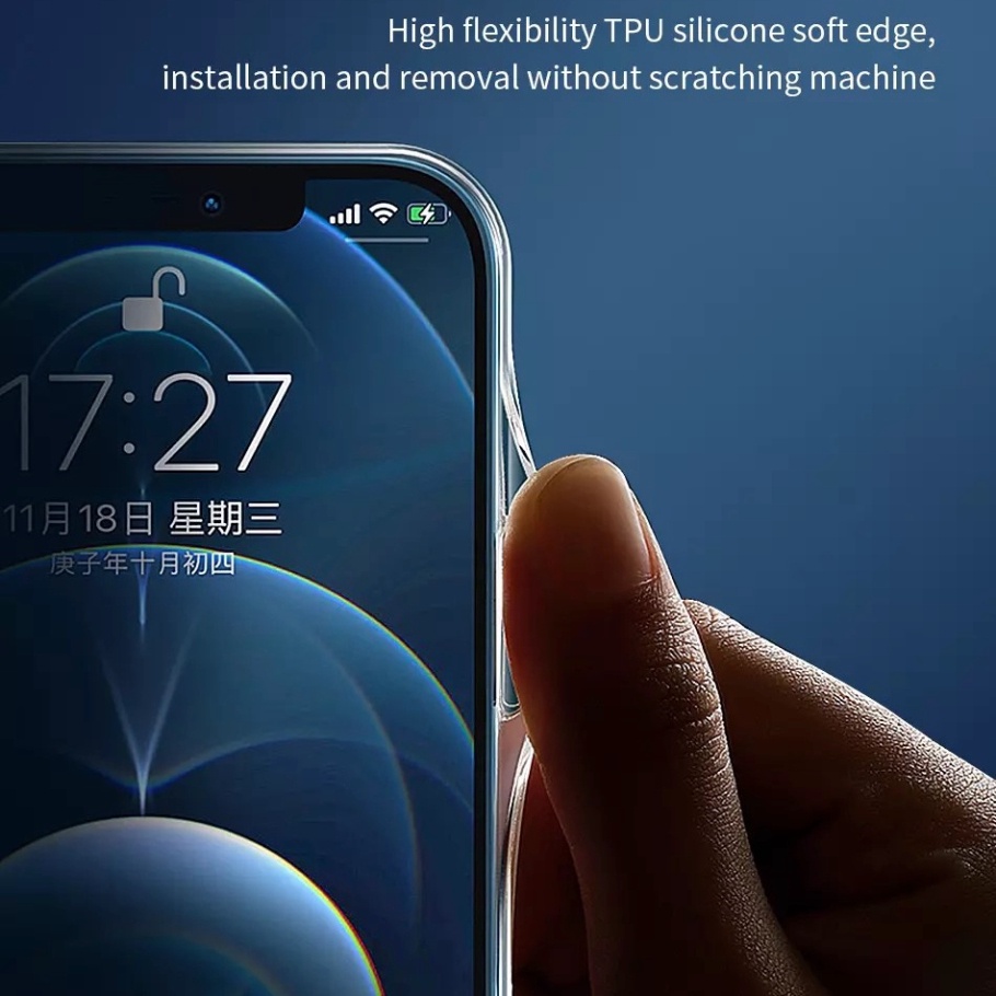 Ốp lưng kính viền dẻo chống sốc WIWU Crystal Magnetic Phone Case cho Smart Phone 13 Max Pro, Chống ố vàng