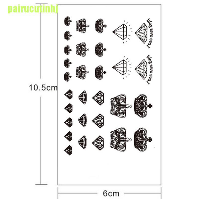 Hình xăm tạm thời hình vương miện kim cương không thấm nước thời trang