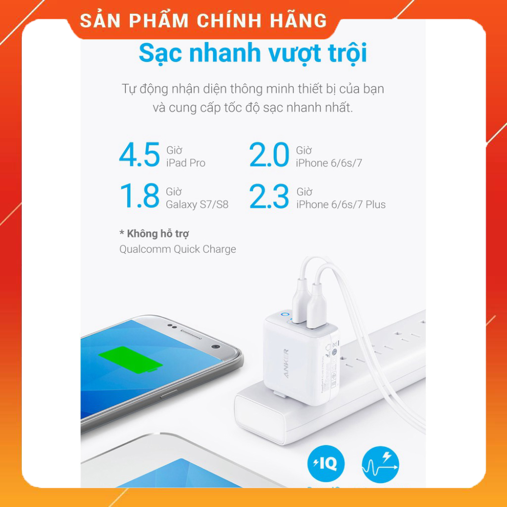 Sạc ANKER PowerPort II 2 cổng PIQ 24w - A2027