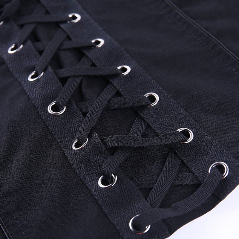 Áo Hai Dây Cổ Chữ U Hở Lưng Ôm Dáng Phong Cách Gothic Harajuku Gợi Cảm Cho Nữ