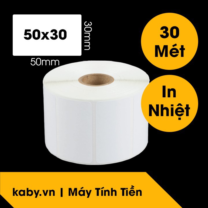 Giấy In Tem Trà Sữa 50x30 mm - Decal Nhiệt 5x3 cm (Cuộn 30 Mét)