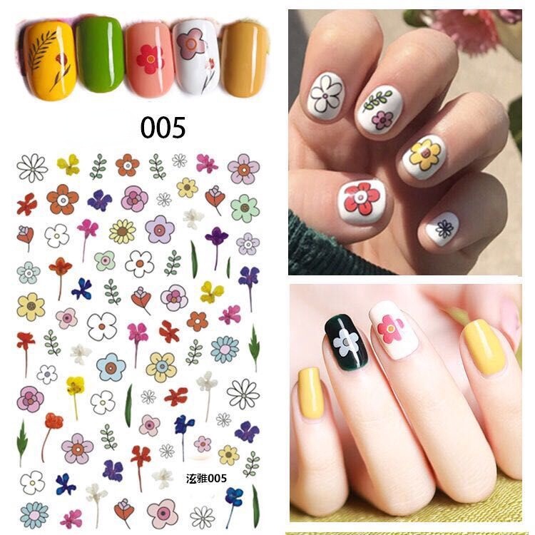 Miếng Dán Móng Tay Họa Tiết Hoa 3d Siêu Mỏng