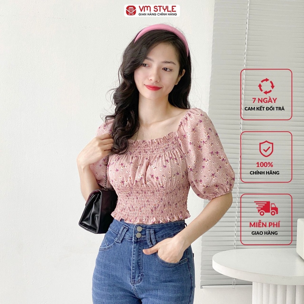 Áo kiểu nữ VM STYLE nhún ngực eo hoa nhí 8325 22SU03A960102