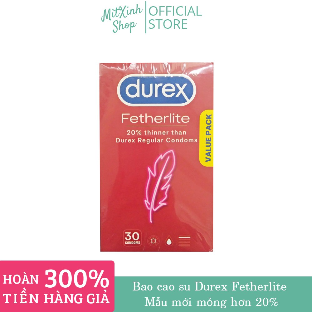 [Che Tên Khi Gửi] Bao cao su siêu mỏng Durex Úc - Durex Fetherlite - Hộp 30 chiếc [Che Tên Khi Gửi]