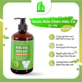 Nước rửa chén Hữu cơ Sả Chanh Dr.Hà, Nước Rửa bát hữu cơ Hương Sả Chanh - 0.5L