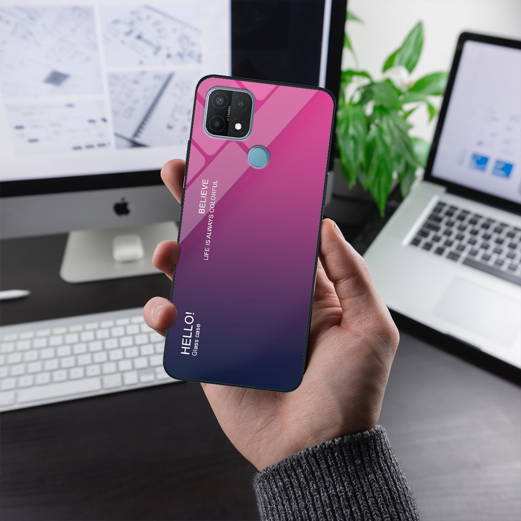 Ốp điện thoại Oppo A15 - Gradient edition, chất liệu kính cường lực
