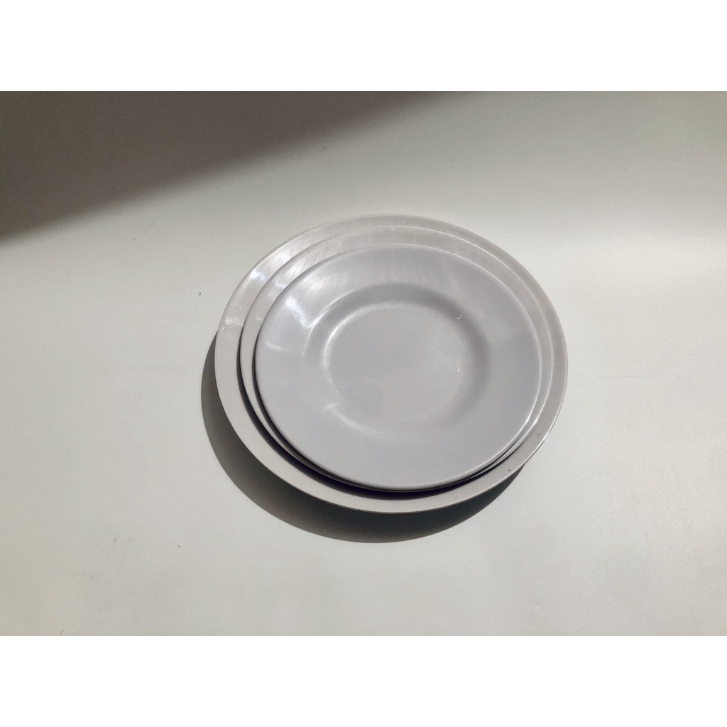 Dĩa Nhựa Phíp Trắng Mika Tròn Cạn Mellamine, Nhựa Phíp số 6-7-8-9