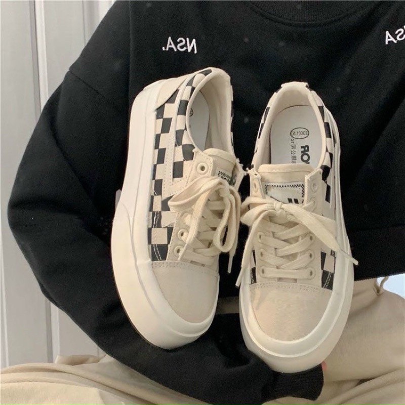 Giày thể thao thấp cổ nữ hoạ tiết caro cá tính, Giày sneaker nữ đế bằng  thấp cổ siêu hot | BigBuy360 - bigbuy360.vn