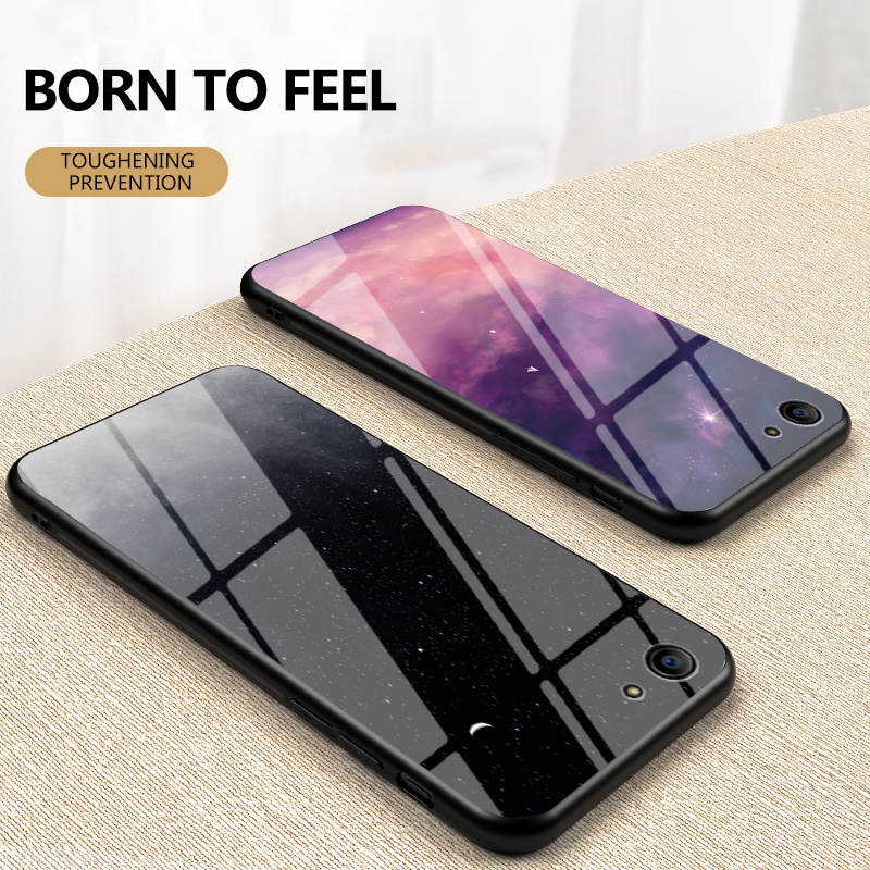 Vỏ thiết kế bầu trời đầy sao OPPO A83 A1 Ốp Điện Thoại Mặt Kính Cường Lực Họa Tiết Bầu Trời Đầy Sao Cho For OPPOA83 OPPO A1