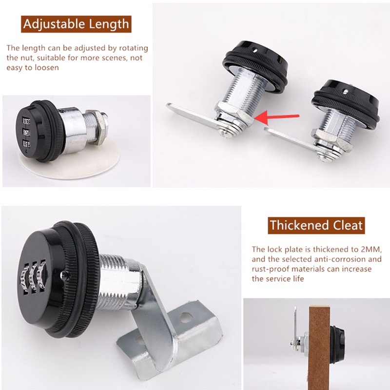 Khóa Cam Kết Hợp 3 Chữ Số Khóa Ngăn Kéo Mật Khẩu Không Chìa Khóa Khóa Hộp Thư Mini Khóa Cơ Tủ