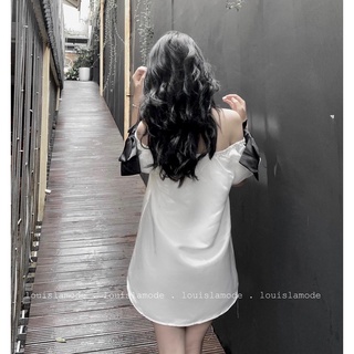 Váy Trễ Vai Đính Nơ Kết Đá