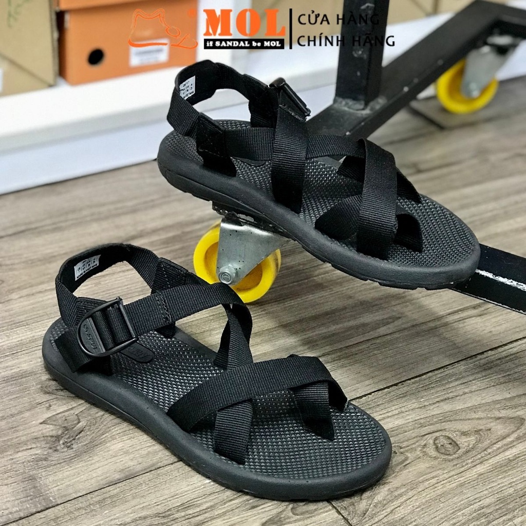 Giày Sandal Rova Unisex Nam Nữ Kiểu Cổ Điển Quai Dù Đế Cao Su Đi Học Màu Đen RV117