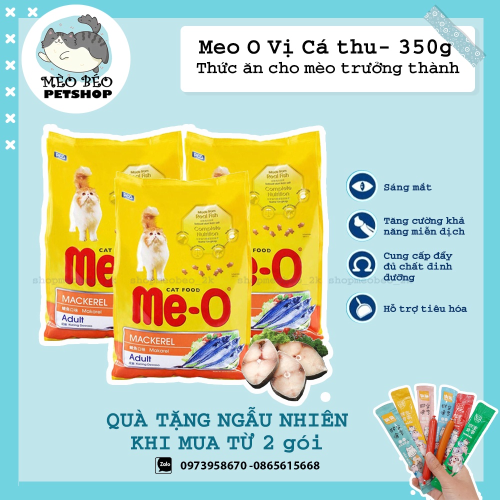 Thức Ăn cho mèo Me-O Adult 350g Vị Hải sản Cá Ngừ Cá thu Hạt cho mèo trưởng thành - Mèo Béo Petshop