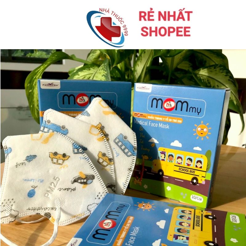 Khẩu trang Mommy Famapro cho bé 3-8 tuổi, hộp 10 cái, khẩu trang Famapro cho bé