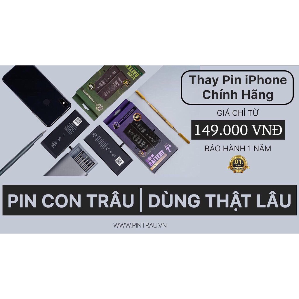 Pin Con Trâu Iphone 5 / 5s / 5se / 6 / 6 plus / 6s / 6s plus / 7 / 7 plus / 8 / 8 plus / X / XR / XS / XS Max