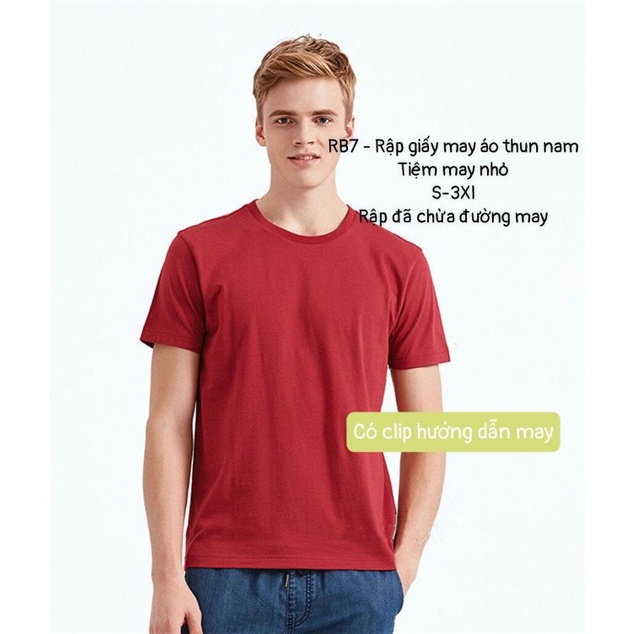 RB7_ Rập giấy may áo thun cổ tròn nam