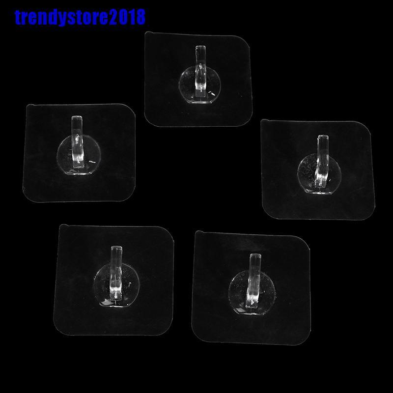 Set 5 móc treo đồ dán tường siêu bám dính trong suốt tiện lợi