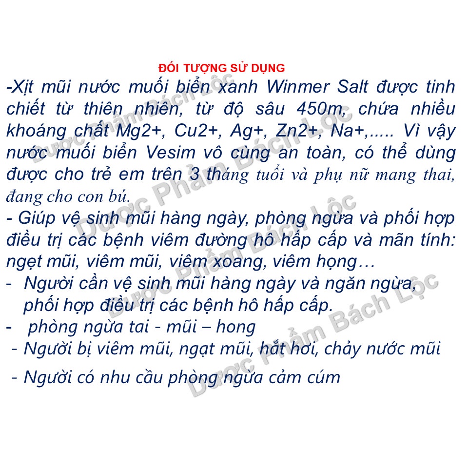 Xịt mũi  Winmer Salt -Giúp vệ sinh mũi hàng ngày, phòng ngừa các bệnh viêm đường hô hấp cấp và mãn tí