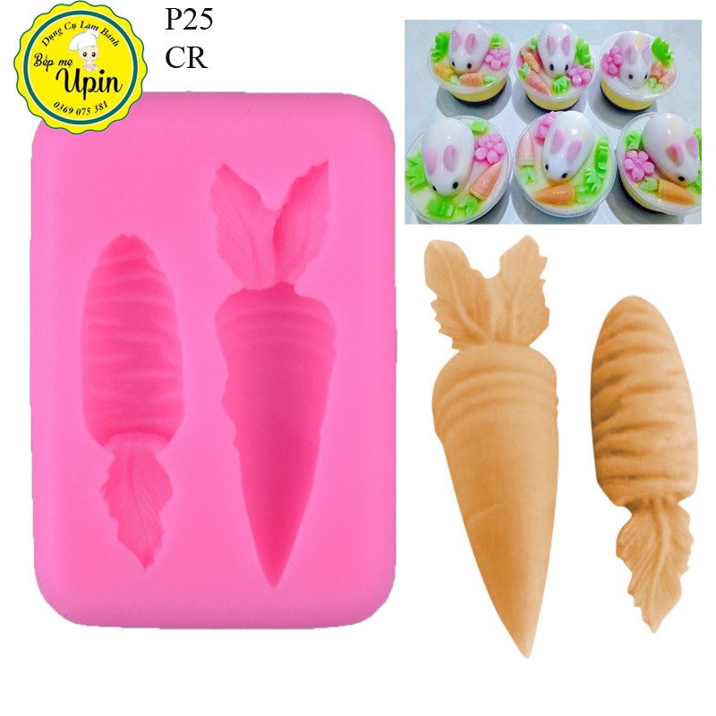 Khuôn Silicon 4D hình Cà Rốt hình thỏ / Khuôn silicon  trang trí bánh thạch rau câu/ Bánh sinh nhật