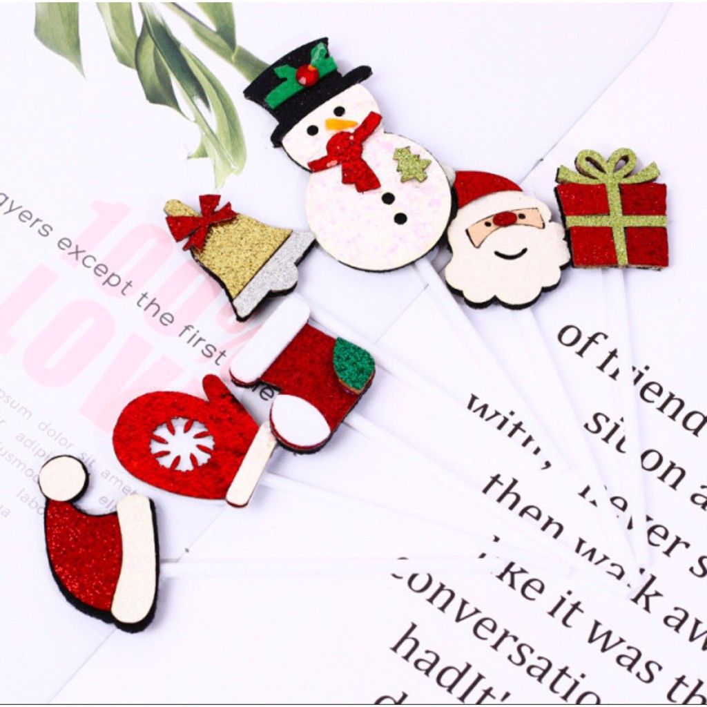 Phụ kiện trang trí Giáng sinh, bánh kem sinh nhật, bánh cup cake, decor cây thông noel
