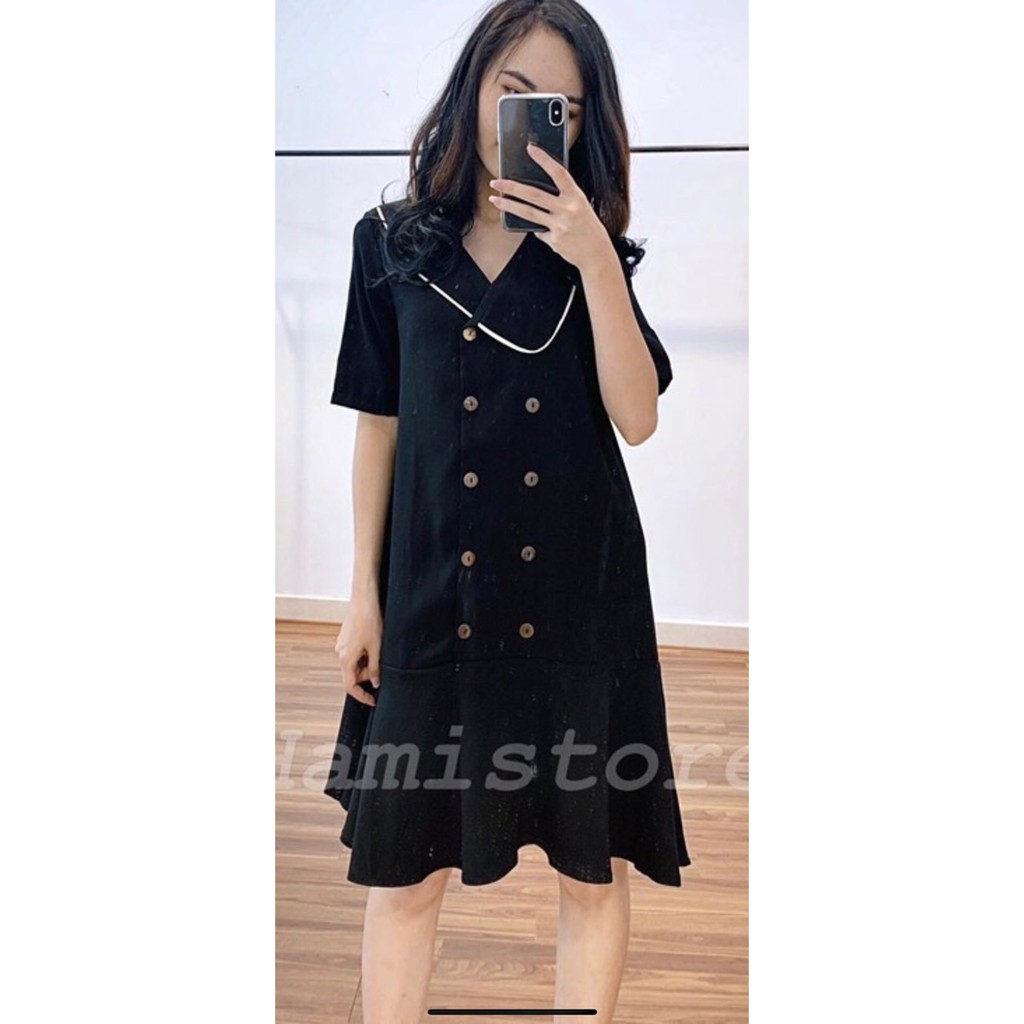 Váy bầu đẹp Công sở Aidenshop đầm bầu thiết kế mùa hè chất thái chéo mịn mát