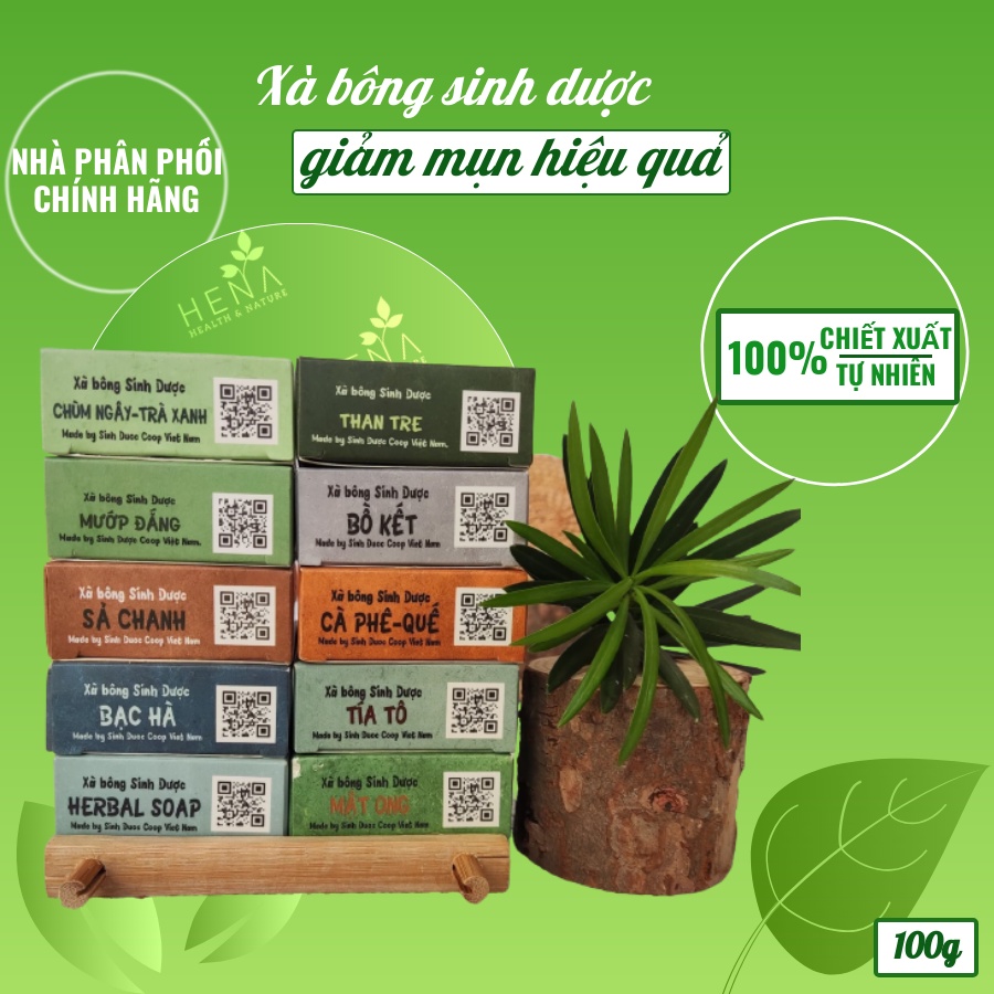 Xà Bông Sinh Dược 100g chính hãng, Xà phòng thảo dược giúp giảm mụn lưng, Xà bông mướp đắng, nghệ mật ong