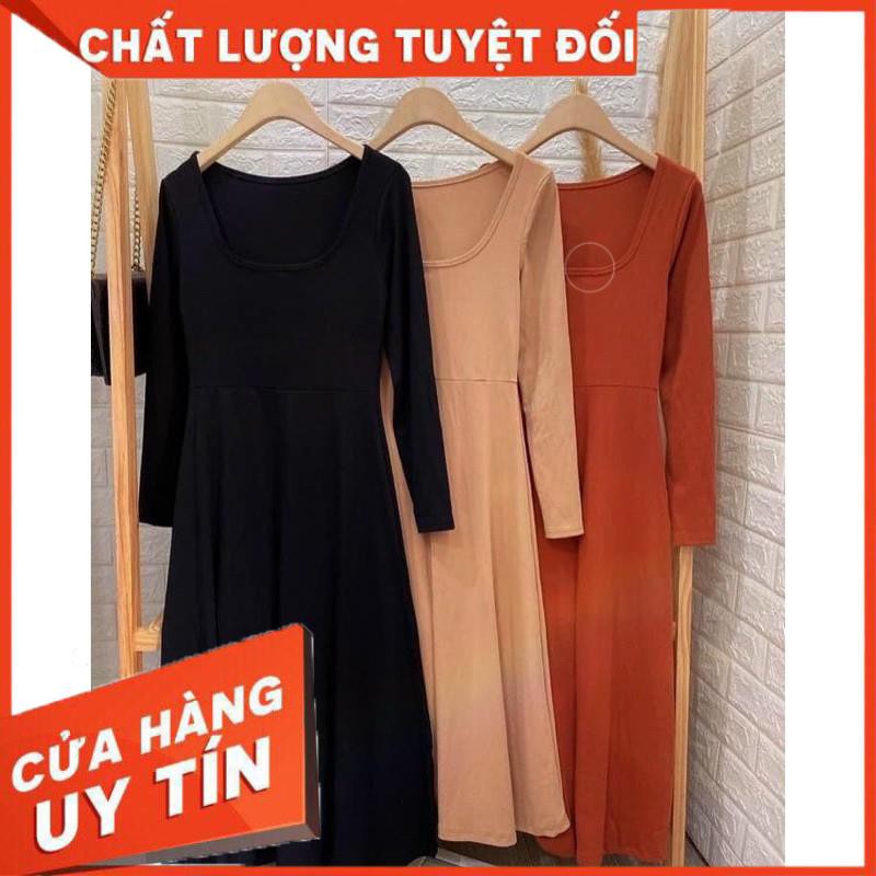 ĐẦM THUN XOÈ TAY DÀI CỔ VUÔNG VẢI ĐẸP XUẤT SẮC- ảnh thật trải sàn