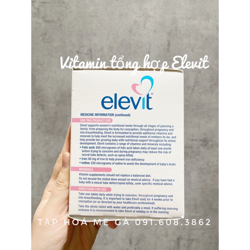 Vitamin tổng hợp Elevit mẫu mới cho mẹ bầu của Úc