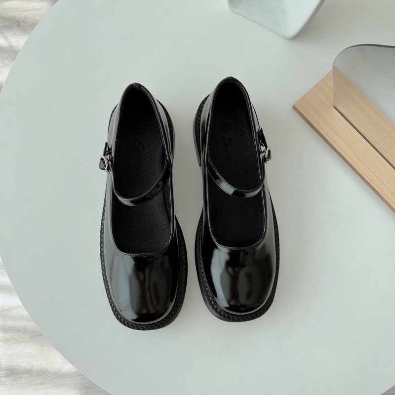 Giày 518 Marry jane cài khuy đế cao 4.5cm [ Wood shoes ]