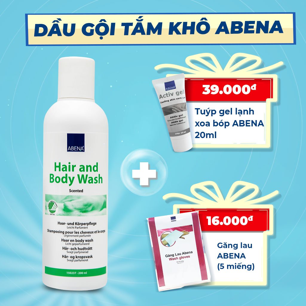 [Mã BMBAU50 giảm 7% tối đa 50K đơn 99K] Dầu gội, tắm không dùng nước Abena - Nhập Khẩu Đan Mạch - Làm sạch dịu nhẹ