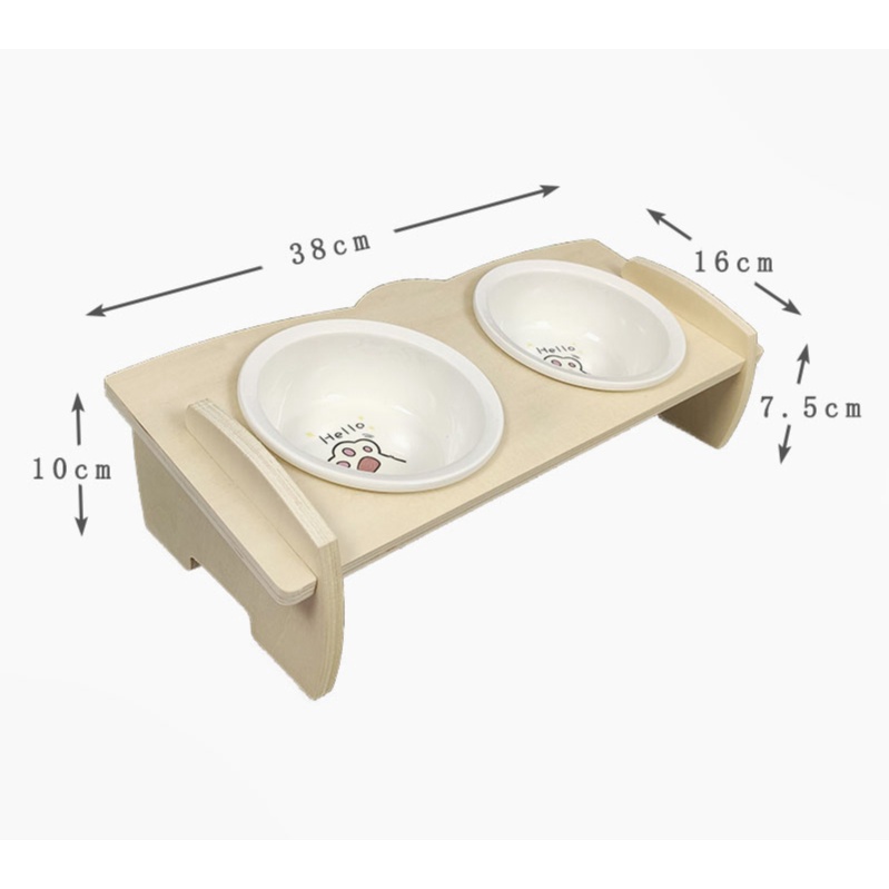 Bát ăn chó mèo chống gù lưng bằng sứ đế gỗ sang trọng cho thú cưng