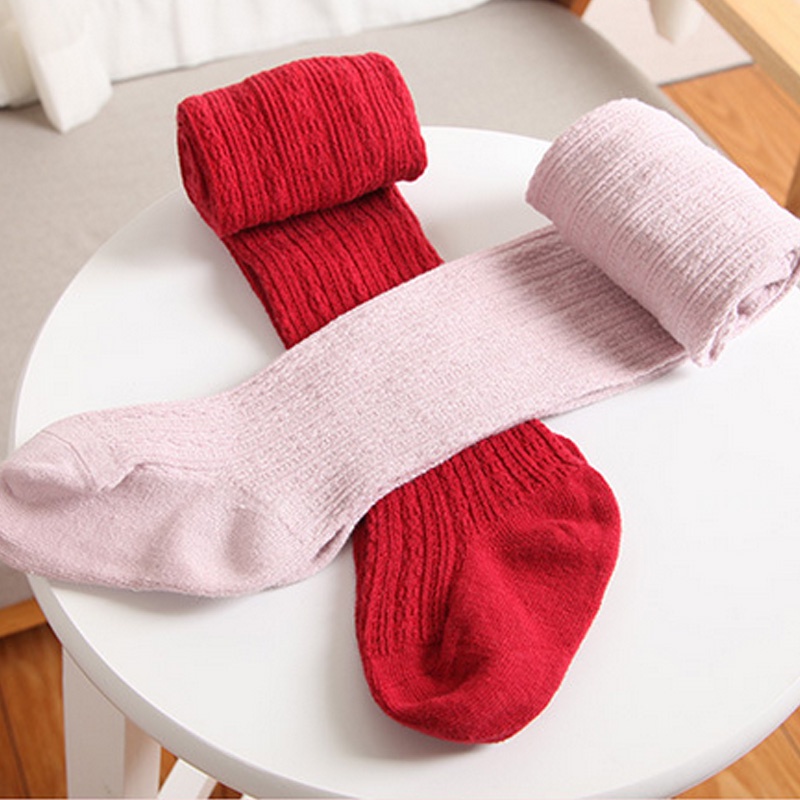 Quần tất cotton giữ ấm màu trơn cho bé gái