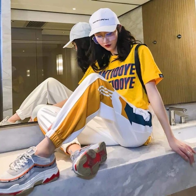 [Mã SKAMA06 giảm 8% tối đa 50K đơn 250K] Quần thể thao jogger phối màu ảnh thật clip quần ống suông bo chun - Dư Tú Lệ | BigBuy360 - bigbuy360.vn