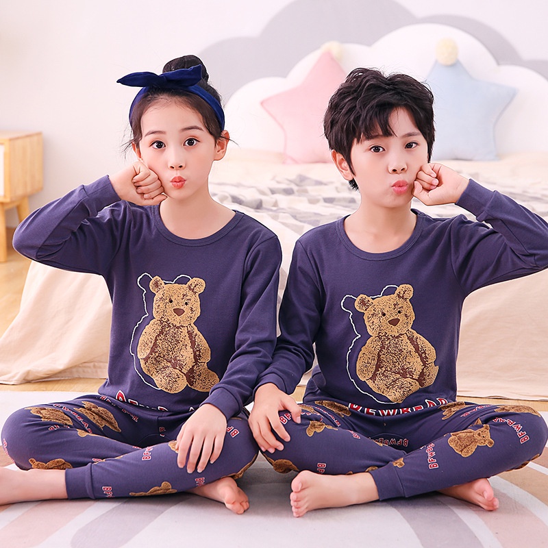 Bộ Đồ Ngủ Cotton Tay Dài In Hoạt Hình Dành Cho Trẻ Em 90-160cm