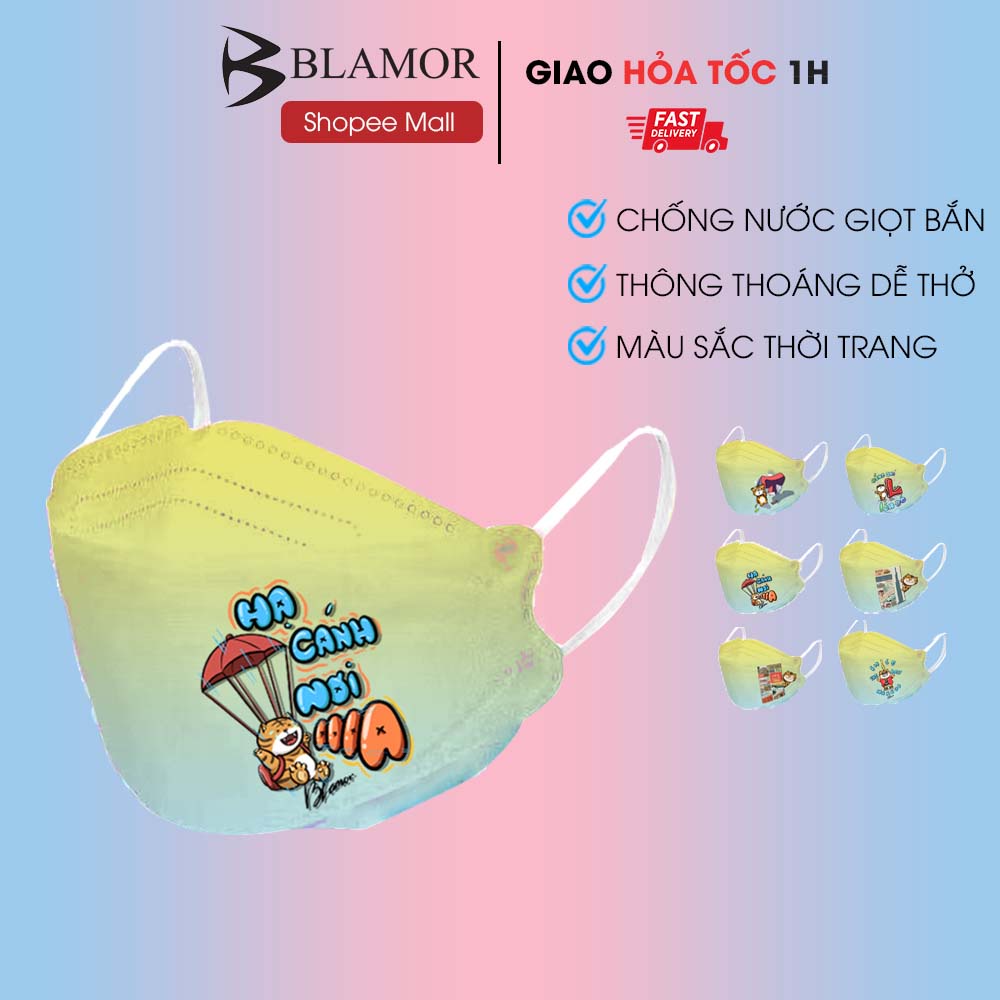 Khẩu trang kf94 Blamor màu thời trang thiết kế 3d 4 lớp thông thoáng dễ thở OMBRE 1